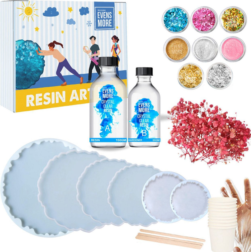 EVENS MORE Resin Art Kit for Adults & Beginners Silicone Agate Moulds (2-8 inch)