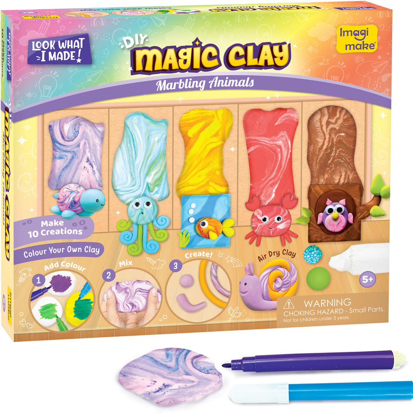 Imagimake Magic Clay | Colour & Create | Marbling Animals Craft Kit