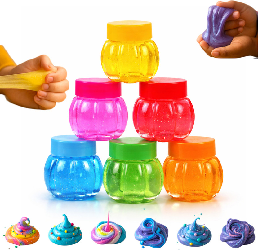 Infojerk Lifestyle (Pack Of 6) Slime For Kids | Non Sticky Sensory Slime Set With Smooth Texture