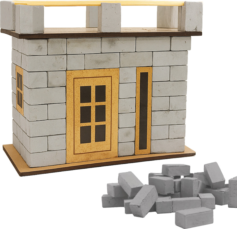 Little Sparrow Little Cottage DIY Construction Set – Mini Bricks, Miniature Cottage | Grey