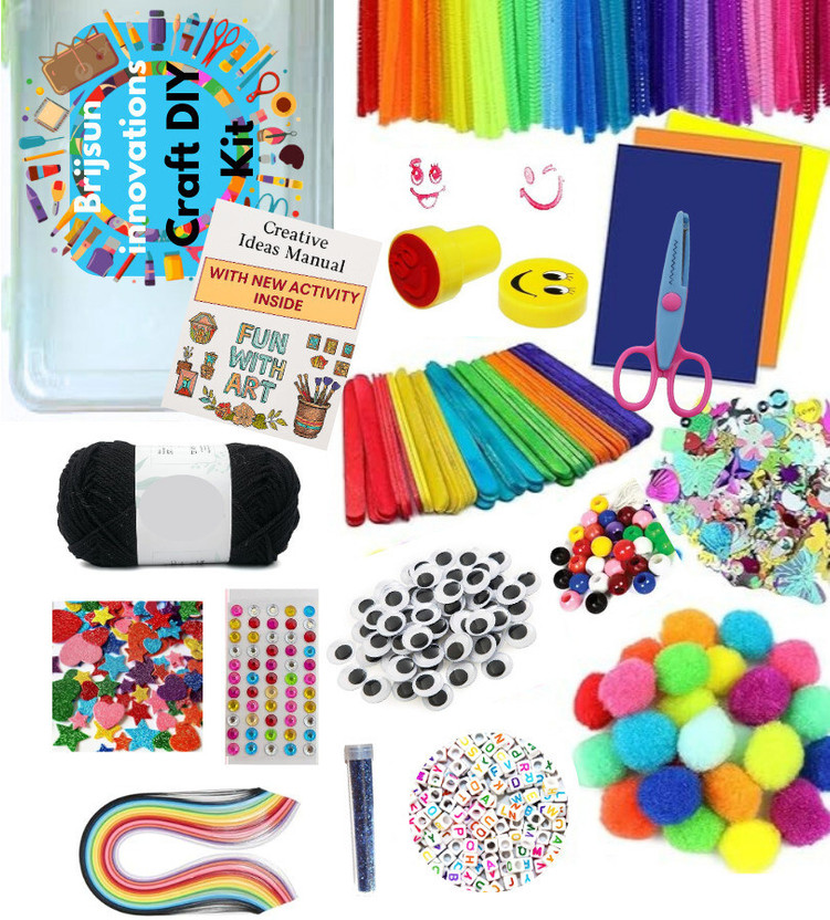 Brijsun 16-in-1 DIY Craft Kit for Kids with Storage Box | Art & Craft Supplies Set