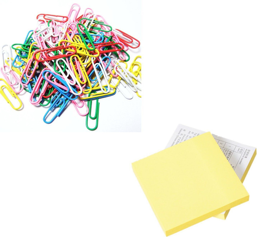 Crafts Crafts Haveli Paper Clips Multi Round & Sticky Notes 3x3 Yellow - Flipkart Deal