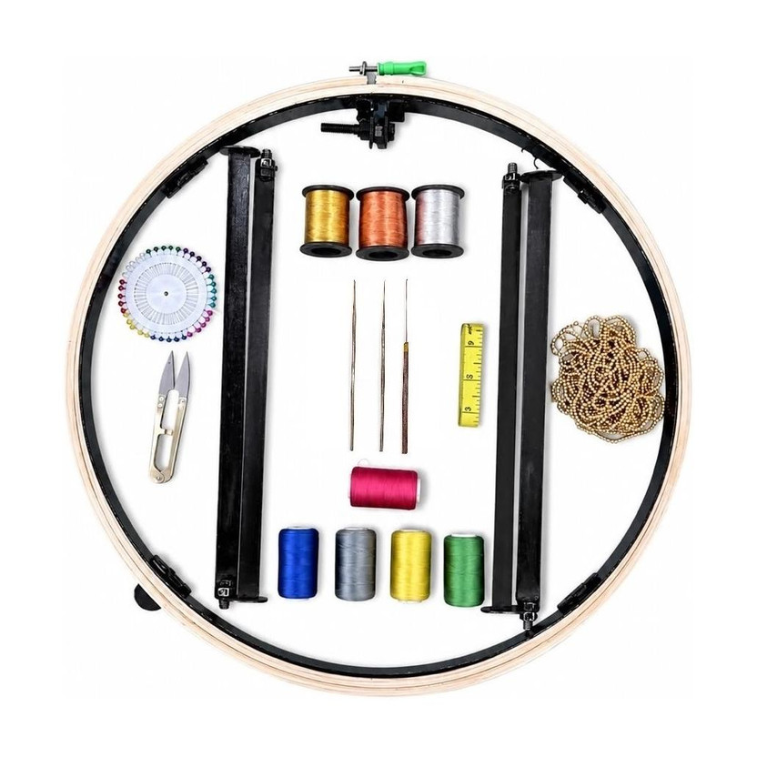 vahvaa AARI WORK PREMIUM 18 INCH STAND WITH WOODEN EMBROIDERY HOOP AND KIT