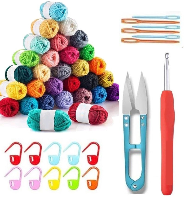 Shop141 Pack of 10 Wool with Crochet Hook and more