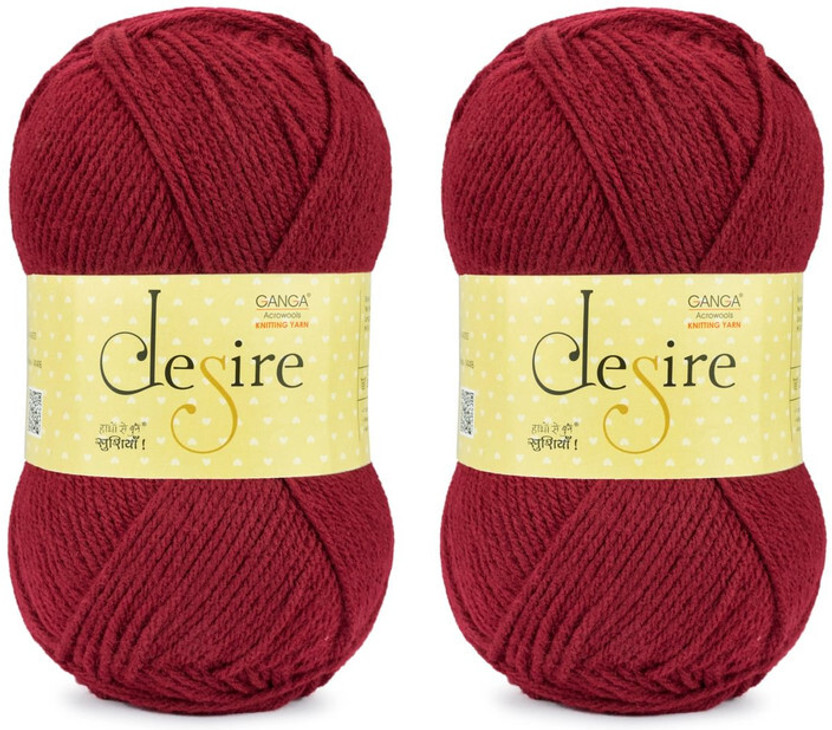 Ganga Acrowools Acrylic Desire Hand Knitting Yarn. Pack of 2 -100GM DSR039