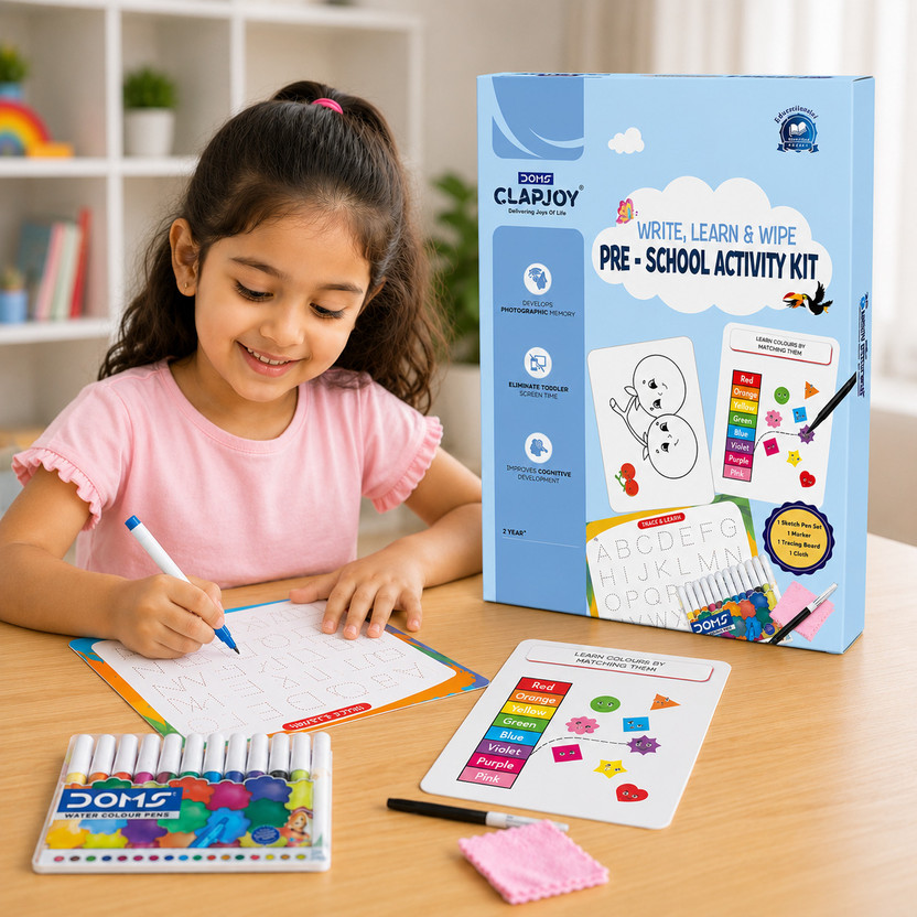 Clapjoy Reusable Flash Cards Activity Kit for Ages 1–5 | 32 Write & Wipe Learning Cards