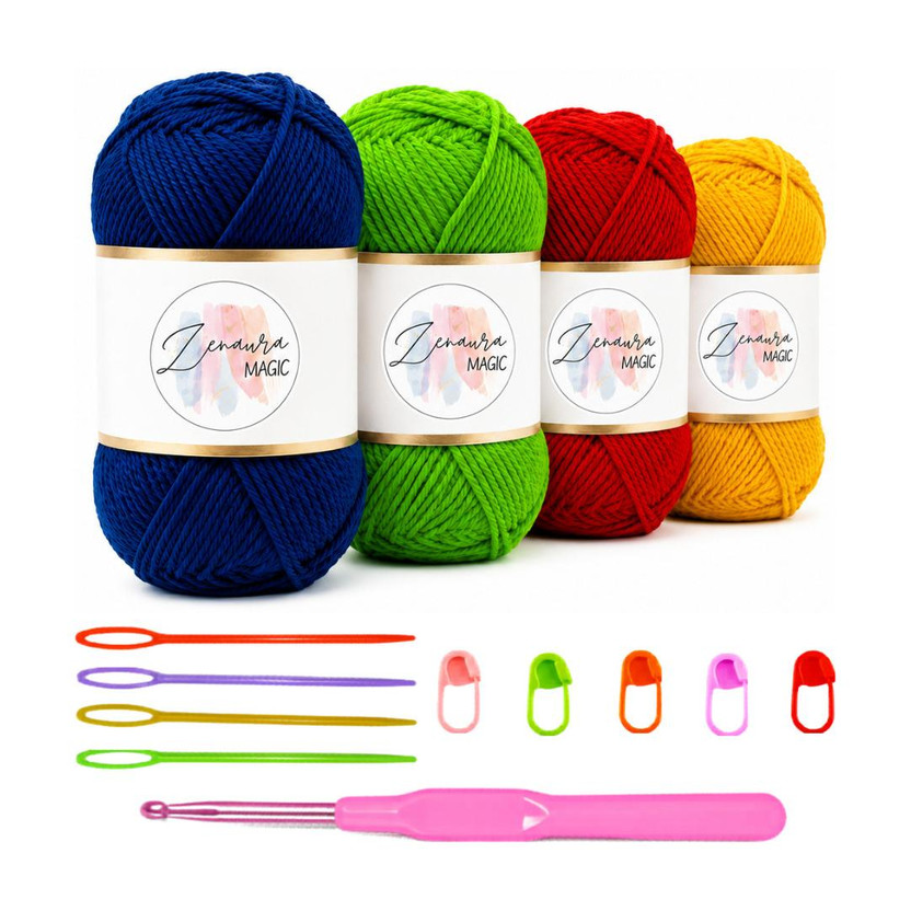 Zenaura Magic Crochet Kit for Beginners, All-in-One Crochet Kit with Wool Yarn | DIY Kit
