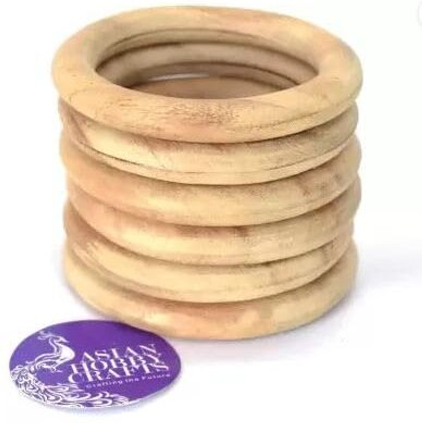 ASIAN HOBBY CRAFTS 6 Natural Wooden Ring, Unfinished Smooth Wood Circles for Dream Catchers, Craft