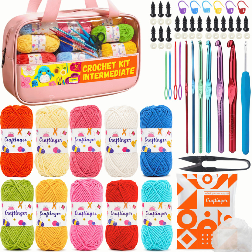 Craftinger Craftinger Crochet Kits for Beginners with 100+ Pcs Crochet Accessories - Flipkart Deal