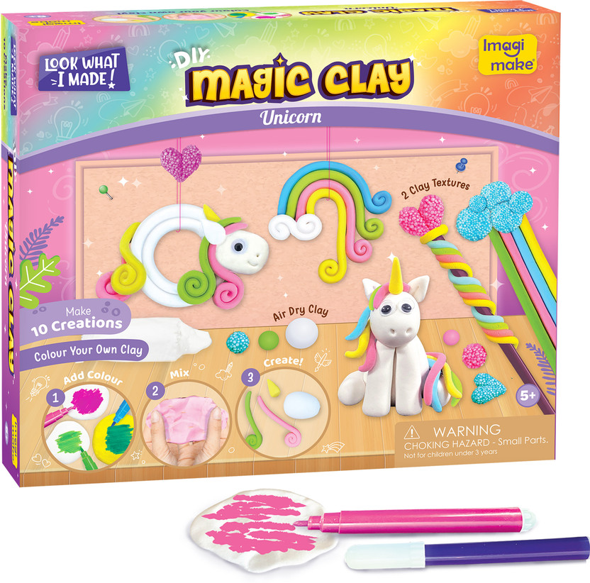 Imagimake Magic Clay | Colour & Create | Unicorn Craft Kit | Air Dry Clay For Art & Craft