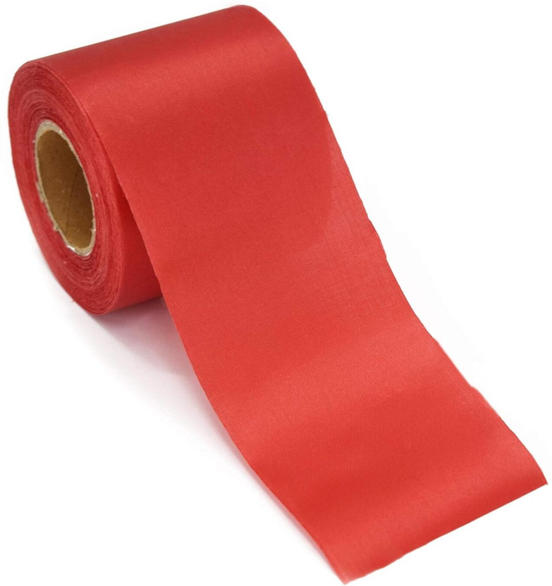 ASIAN HOBBY CRAFTS Satin Ribbon : Size 3" : Length 25 Meter : Color- Red