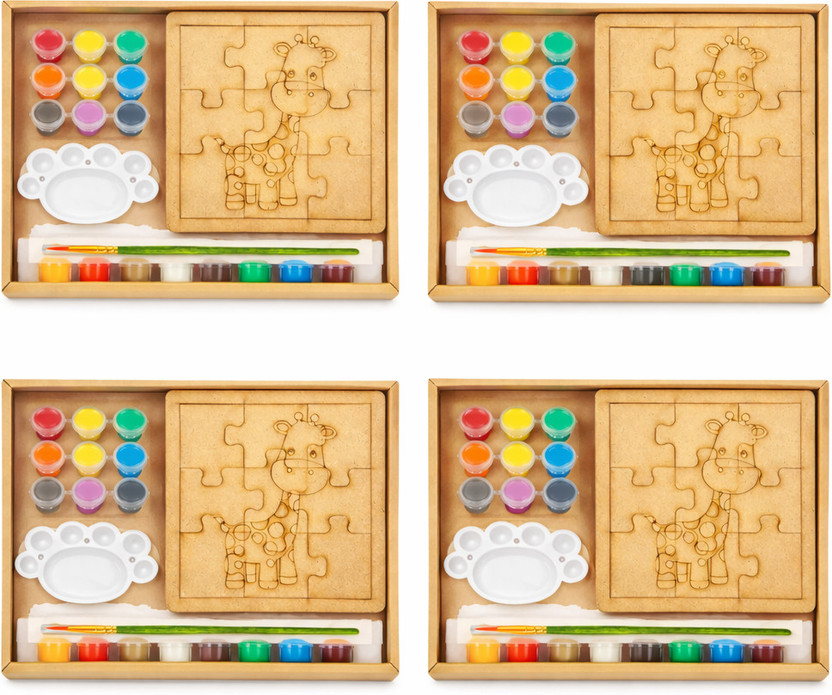 decordial decordial Bulk animal theme MDF puzzle kit with art kit colour set 4 - Flipkart Deal