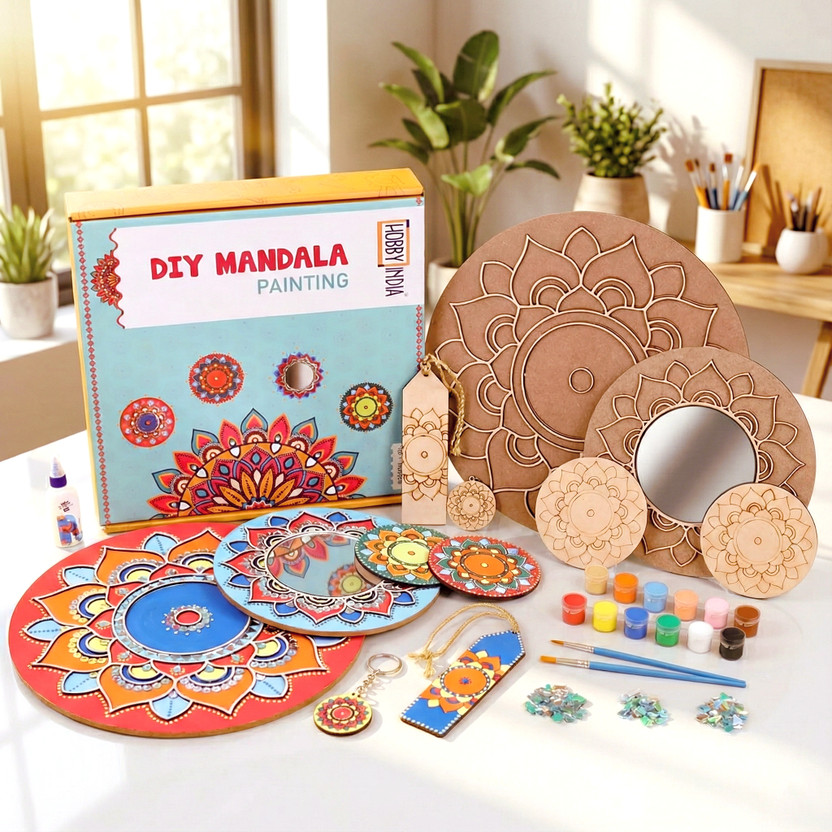Hobby India Mandala Dotting art Kit | Painting Craft Kit Set for Adult and Kids (Set of 6)