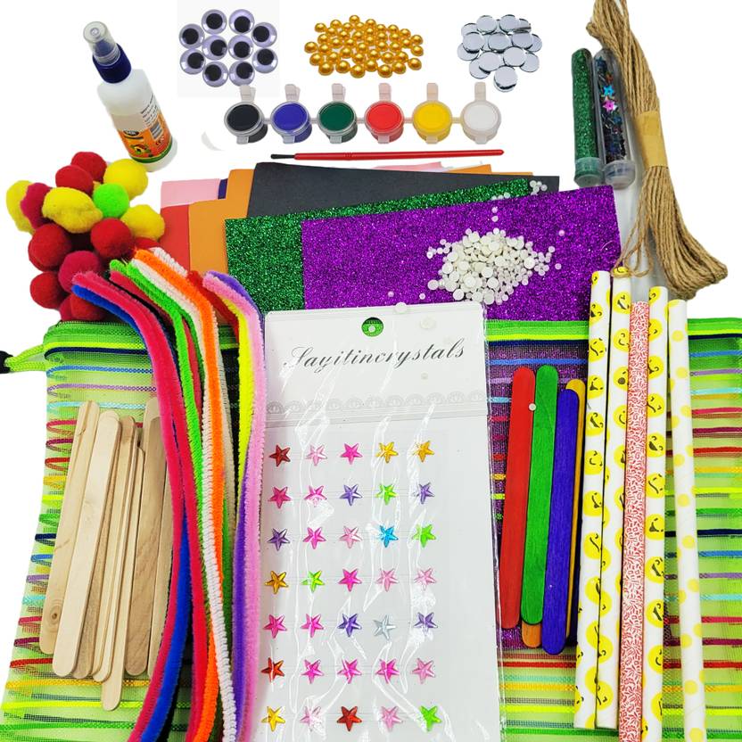INDIKONB Art and Craft Material Kit Supplies Set for Girls, Boys, Kids