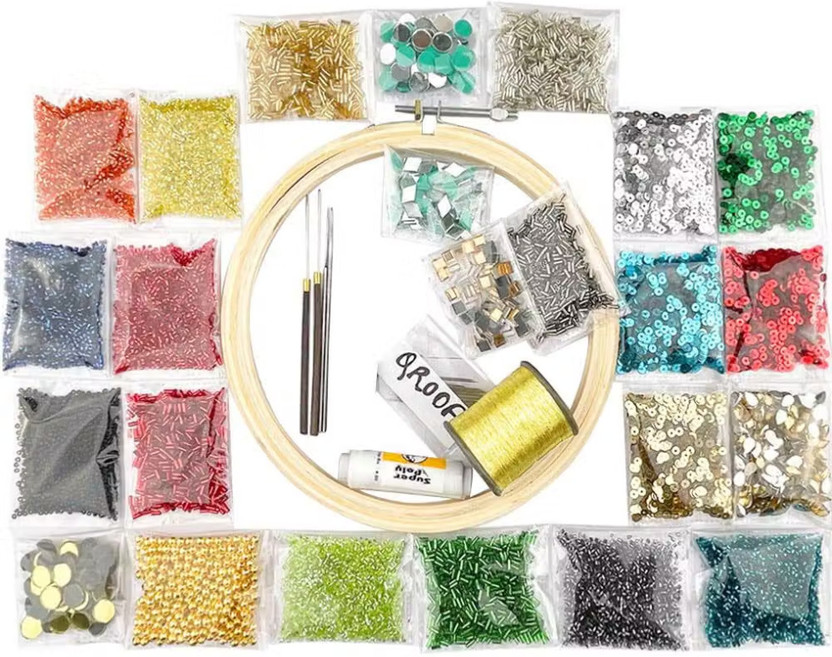 Qroof Aari Work,Maggam Work Materials Kit Combo Beginner Set Pack