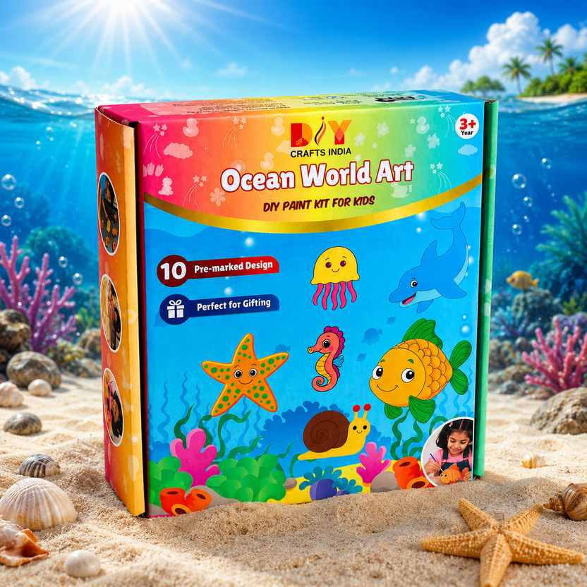 diy crafts india Ocean World Art DIY Colour Painting Kit for Kids Age 3+ Yrs | Birthday Gift Set