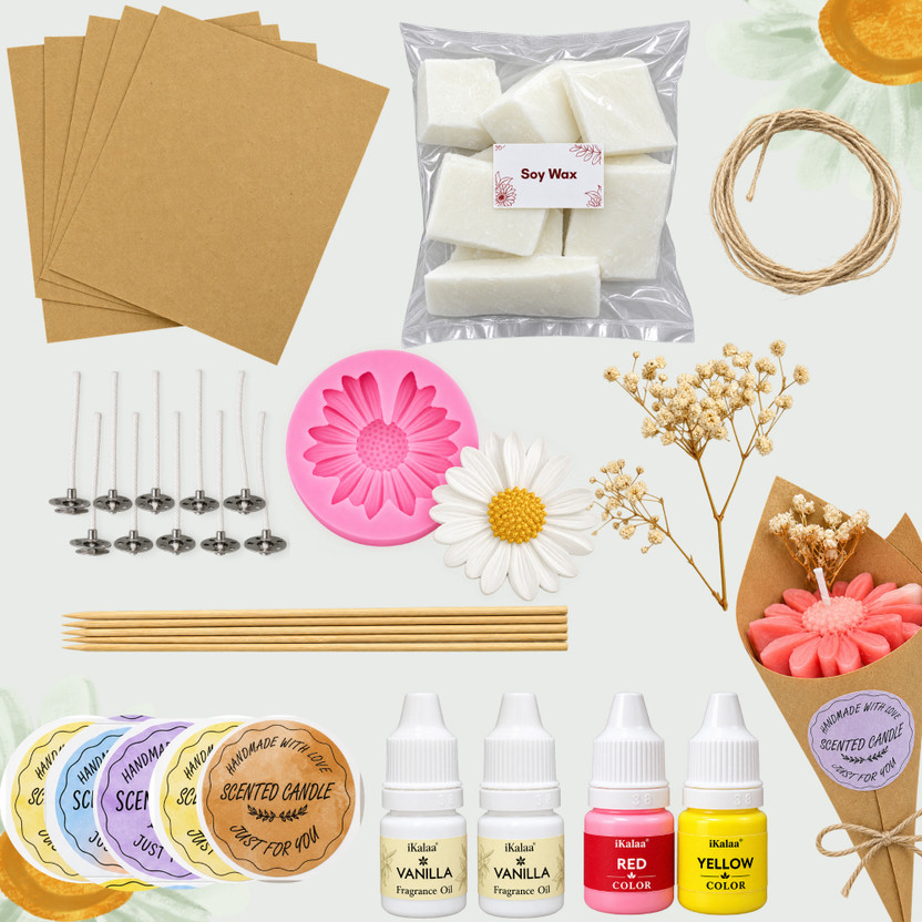 IKALAA Flower Candle Bouquet Making Kit | Soy Wax , Daisy Mold & Supplies