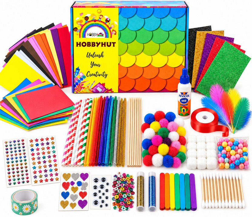 hobbyhut School Art and Craft Kit for Girls and Boys-400+ Pieces Craft Supplies