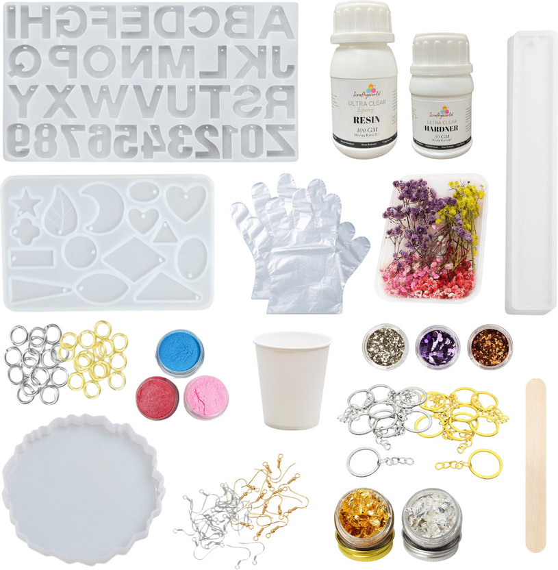 R H lifestyle 85 Pcs Resin Art Kit with Mold DIY Epoxy Resin Agate Coaster, Jewelry Making Kit