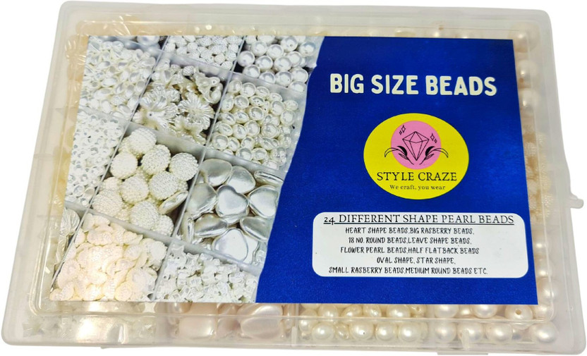 Style Craze Various Size Beige Pearl Beads For Necklace Bracelet Jewelry Making DIY Supplies