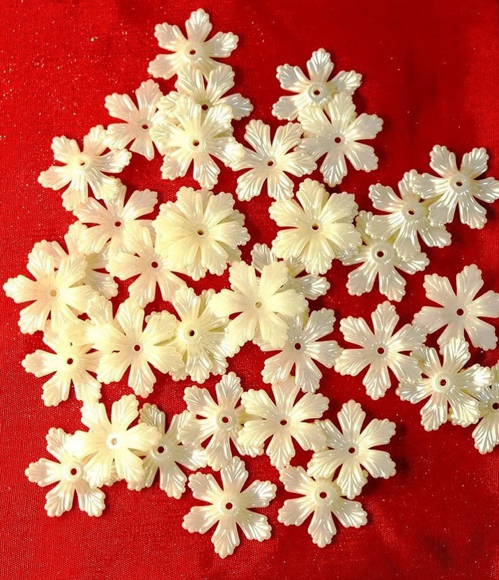 Crafts Haveli (Pack of 100 Gram) White Abs Flower Pearlized Bead Craft Decoration Material