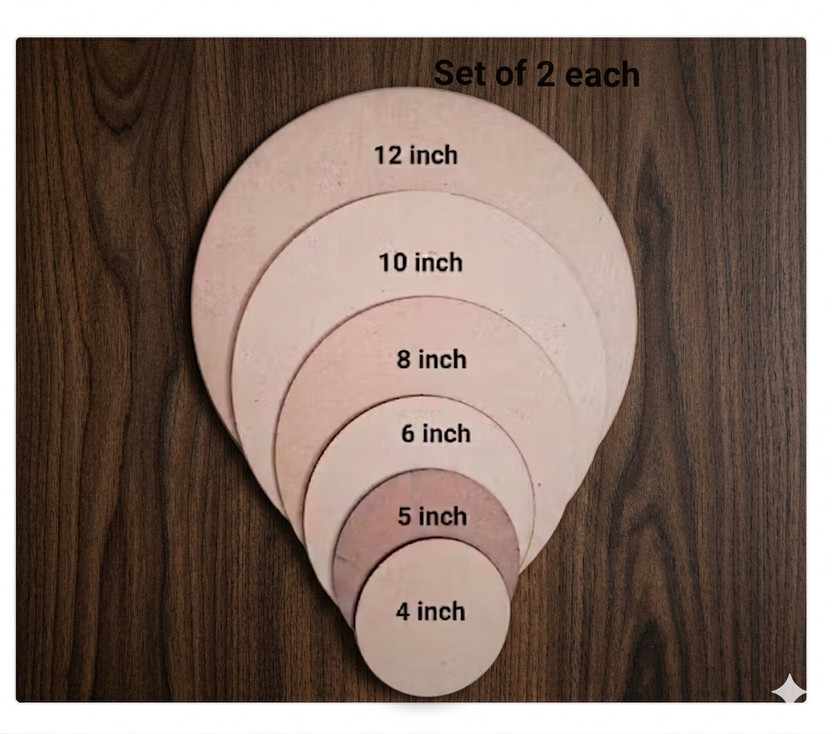 FITLOGAN MDF Wooden Round Circle Cutouts 4,5,6,8,10,12 Inch Set of 2 Each for DIY Craft