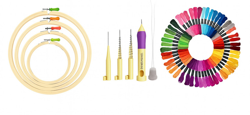 KHUSHA KHUSHA CREATIONS Complete Kit with 4 Wooden Hoops 6,7,8,9 inches,10 Threads & Punch Needle set - Flipkart Deal