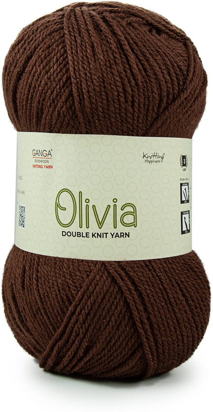 Ganga Ganga Acrowools Acrylic Olivia Hand Knitting Pack Of 2 Balls-100Gms Each. Olv014, Dark Brown - Flipkart Deal