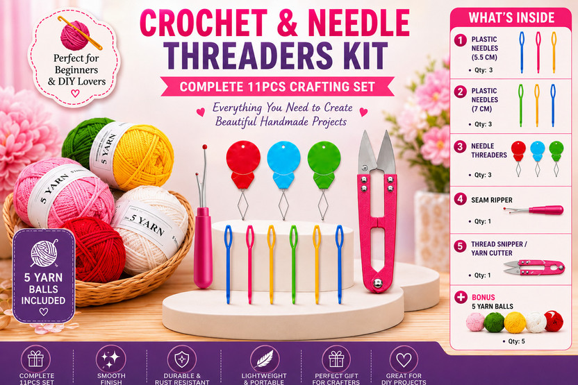 hinshitshu hinshitshu 11 PCS Craft Sewing Knitting Accessories 5 Yarn Balls, - Flipkart Deal