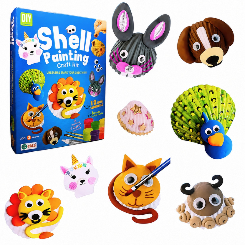 Ekta Ekta Shell Painting Craft Kit DIY Arts & Crafts Activity Set Creative Educational Toy - Flipkart Deal