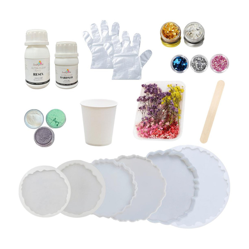 R H lifestyle 26 Pcs Resin Art Kit with Mould DIY Epoxy Resin Coaster Making Kit for Beginners