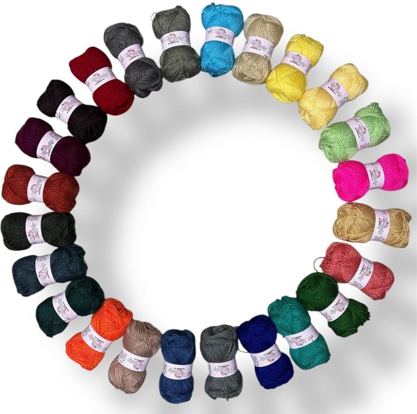 JEFFY Multicolor Yarn Pack of 24 Wool Balls (1 Ball / 20 Grams), 480 Grams