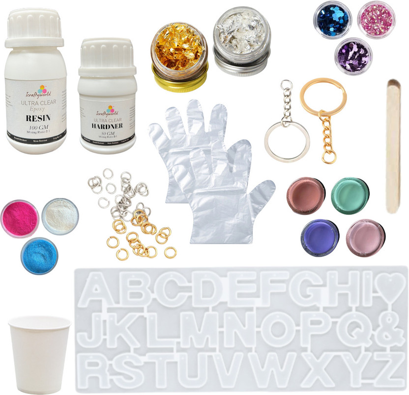 R H lifestyle Resin Art Kit Jewellery & Keychain Making Kit Resin Kit for Beginners 135 Items