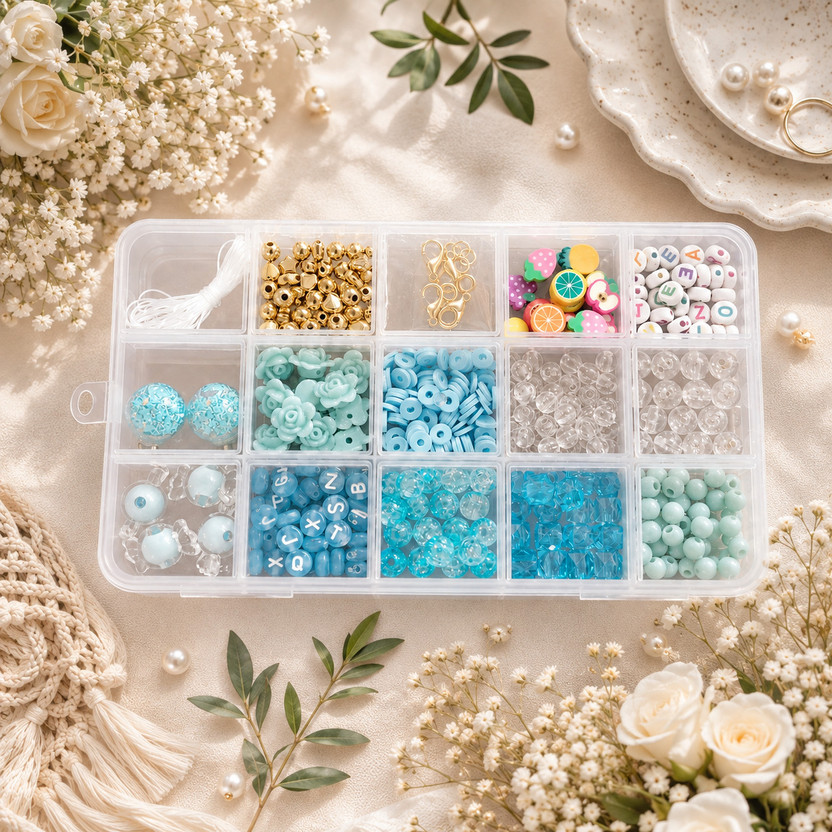 Gitesh Gitesh Mini DIY Bead Jewelry Kit, Blue Themed Craft Making Supplies with Assorted Beads - Flipkart Deal
