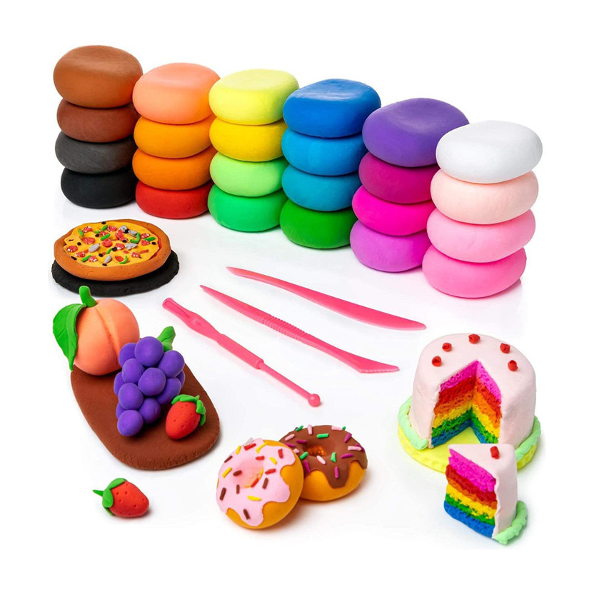 OBAMA DIY Colourful Non-Toxic Modeling Air Dry Bouncing Clay with Tools (24 Pcs)
