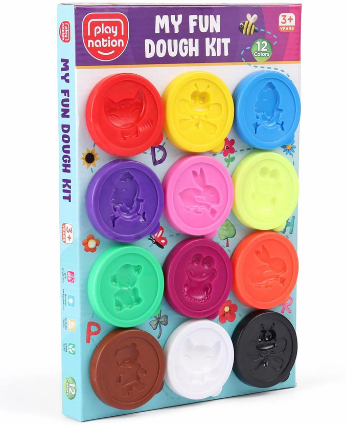 Play Nation 12 in 1 Dough Clay Set for Kids| Art/Craft Activity Birthday Gift for 3+Yrs Kids