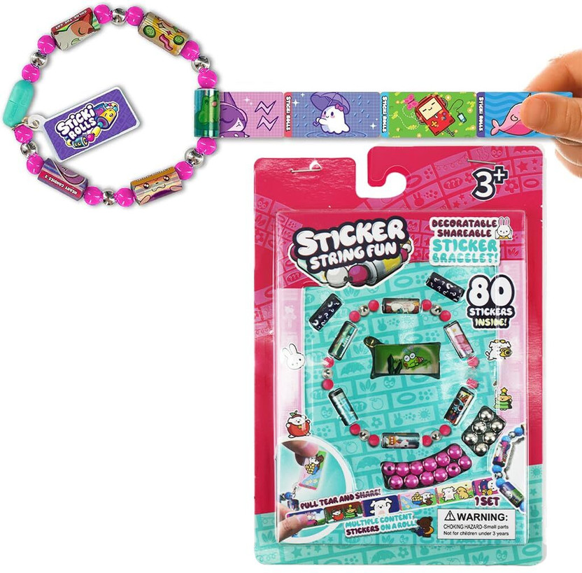 Verilux DIY Sticker Roll Bracelet Kit for Kids Girls Cartoon Beads Craft Decorative Gift