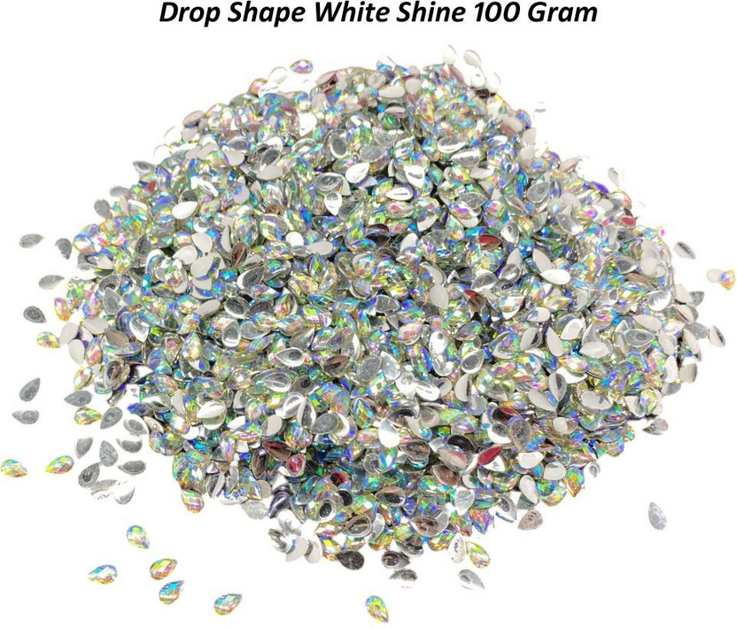 Crafts Haveli Decorative Wall Art & Traditional Indian Artwork Drop Shape White Shine 100 Gram