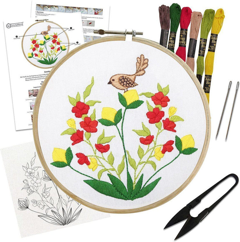 Embroiderymaterial Cross Stitch Embroidery Kit for Beginners & Adult, Showcasing Bird & Floral