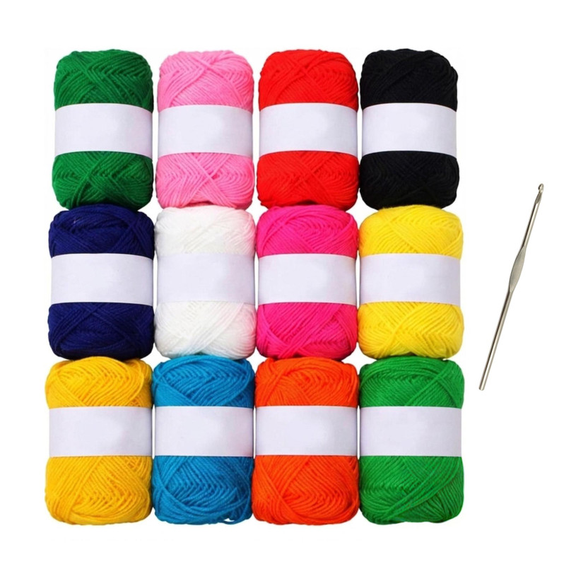 Clezaro 12 Pcs Multicolor Wool Ball For Knitting & Crochet - Acrylic Yarn Set