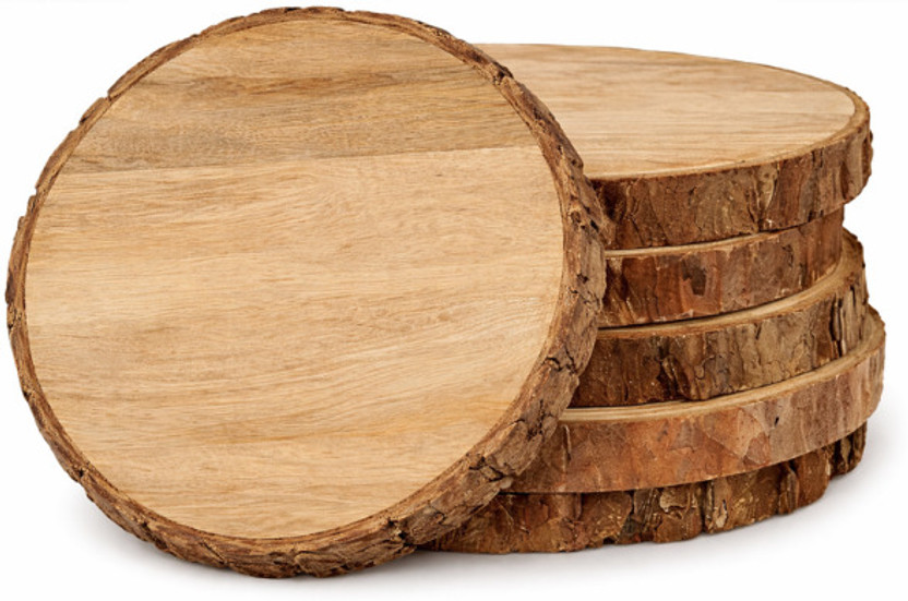 M T BROTHERS 4Inch Wooden Coaster Set For DIY Craft, Round Wood Slice With Bark (6 pcs)