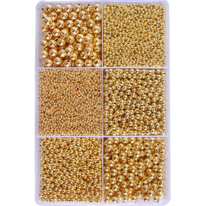 Atifa Gold color metalizing beads for craft and jewellery making[ total 3250 beads]