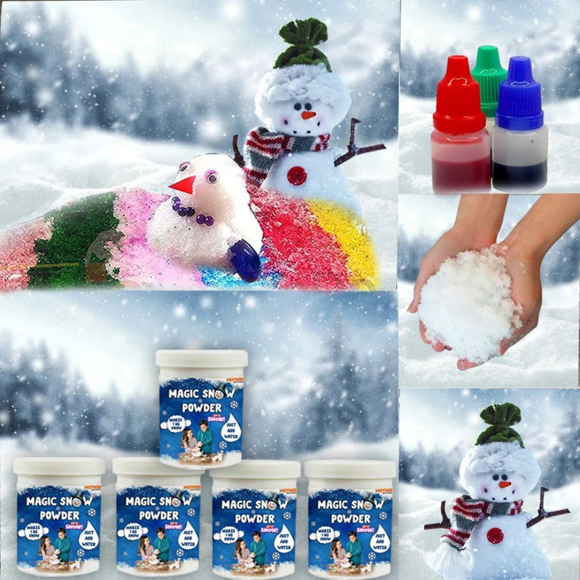 sneki (Pack of 5) Magical Fake Instant Ice Snow Making Powder with colors Kit for Kids