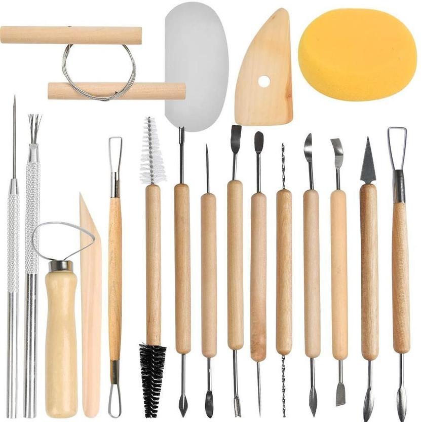 Schubert 19Pcs Pottery Tools,Clay Sculpting,Carving Tool Set for Potters