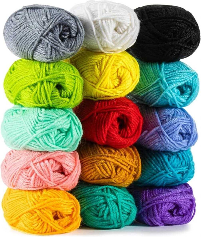 Waaome 15 Different Colour Wool Balls Art Craft Hand Knitting Yarn Woolen Thread (W136)