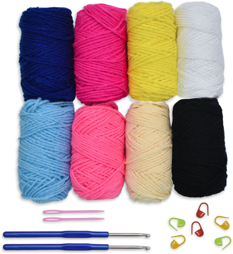 Embroiderymaterial Crochet Kit for Beginners with 8 Pcs Wool Yarn