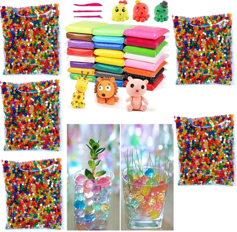 Waaome 2 in 1 (12/Air Dry Clay With Tools + 5000/Water Ball )For Kids & Adults(A210)