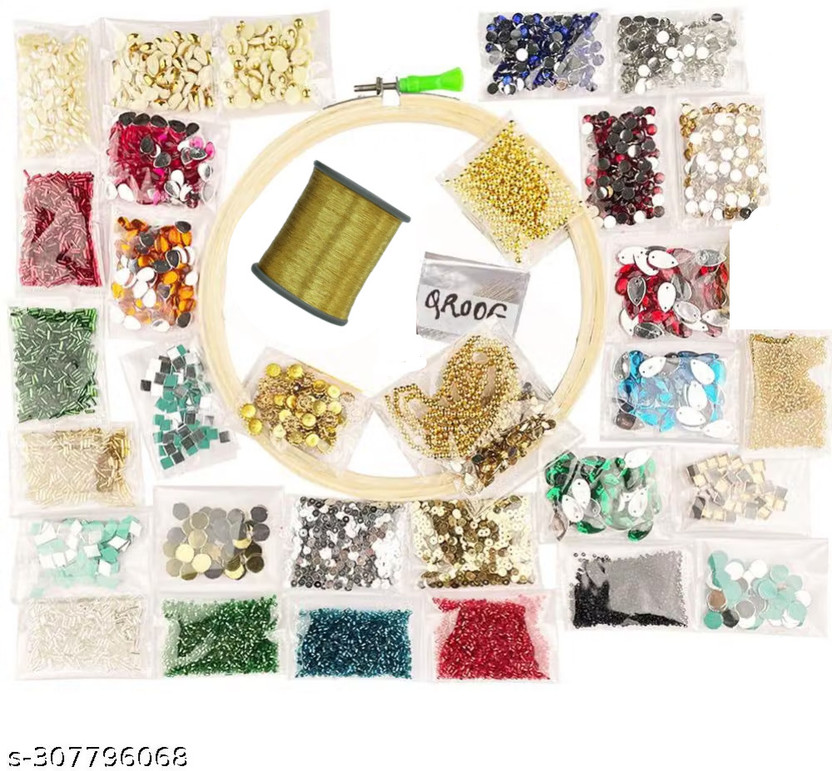 Qroof Aari, Maggam Work Materials Kit, Kundan Bulge for beginners and adults