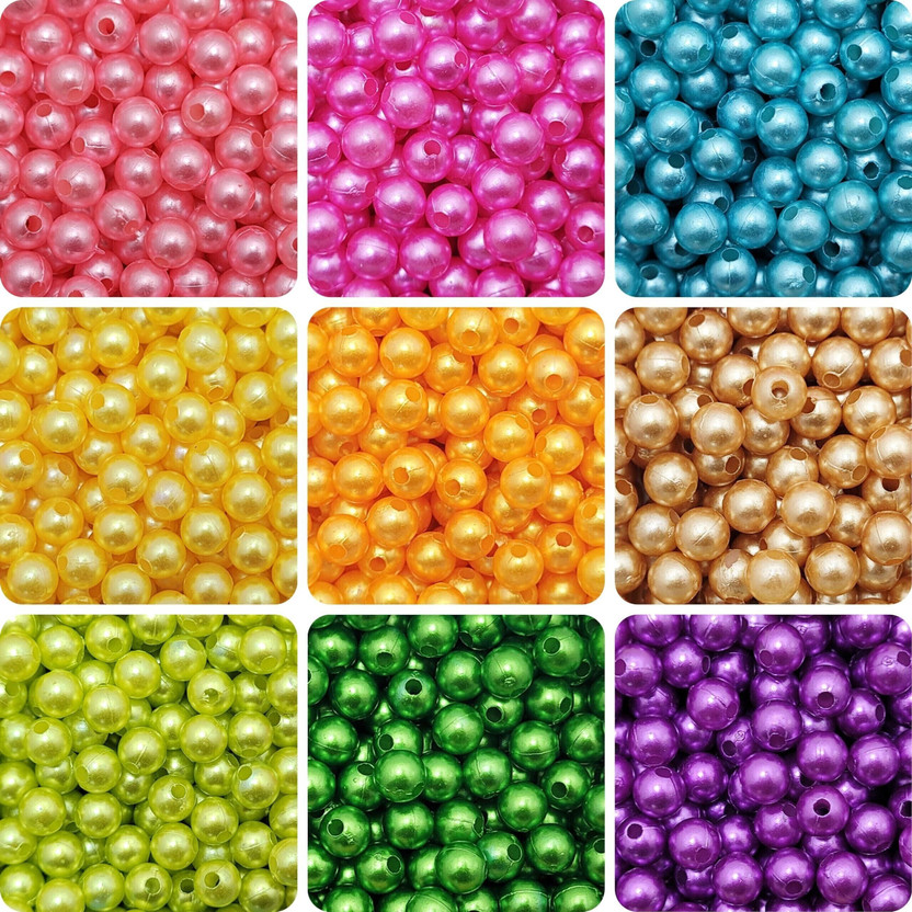 INDIKONB Metallic Pearl Beads Set | Multi-Color Beads for Jewelry Crafting
