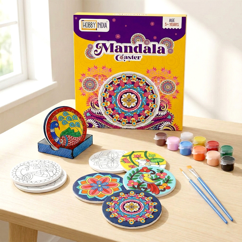 Hobby India Mandala Art Kit for Adults & Kids | DIY Tea Coaster Set of 6 | 5+ Years